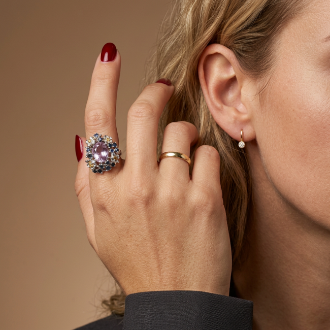 Elizabeth - Precious Natural 14.5 carat Amethyst from Uruguay Rhodium over .925 Sterling Silver Handcrafted Ring size 7 3/4