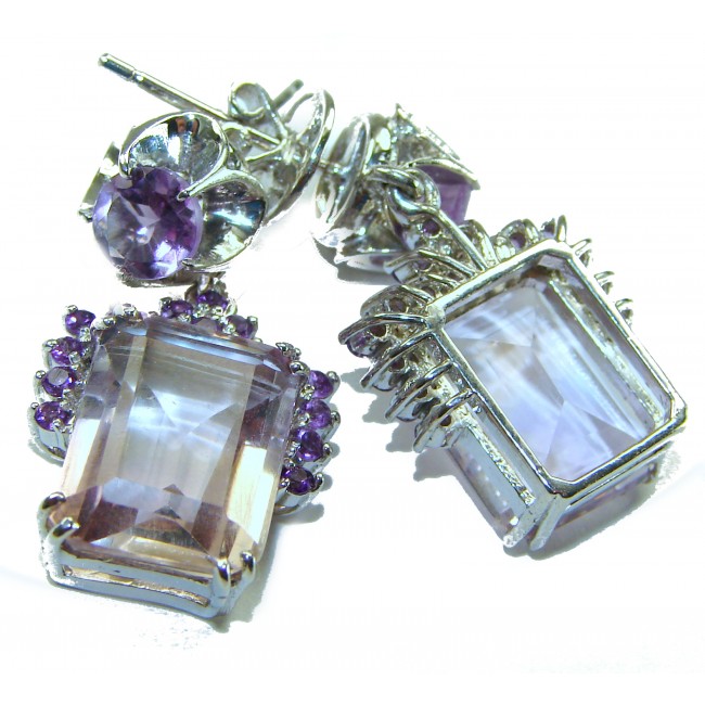 Purple Beauty 15.5 carat Ametrine .925 Sterling Silver HANDCRAFTED Earrings