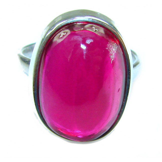 Bella Rosa Genuine 10.5 CARAT Star Ruby .925 Sterling Silver Large Statement Ring size 7 1/4 - Close-up of Bella Rosa 10.5 carat star ruby in .925 sterling silver ring