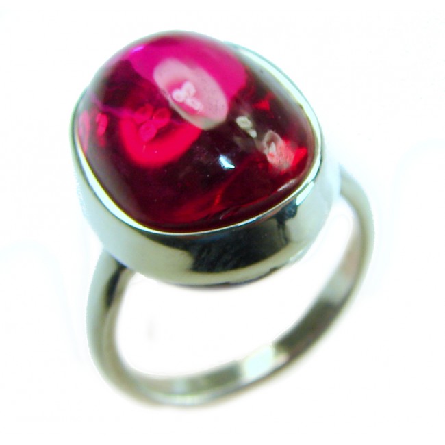 Bella Rosa Genuine 10.5 CARAT Star Ruby .925 Sterling Silver Large Statement Ring size 7 1/4 - Close-up of Bella Rosa 10.5 carat ruby ring in sterling silver.