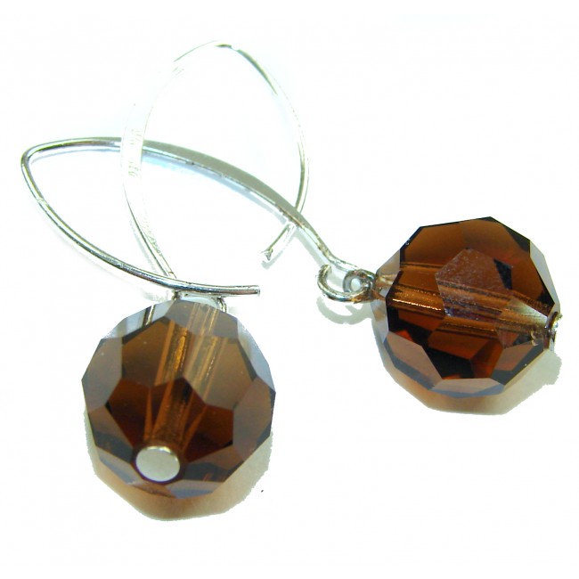 Alessandra 10.5 carat Champagne Smoky Topaz .925 Sterling Silver handmade Earrings