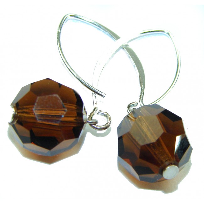 Alessandra 10.5 carat Champagne Smoky Topaz .925 Sterling Silver handmade Earrings