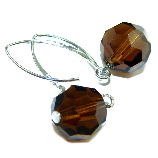 Alessandra 10.5 carat Champagne Smoky Topaz .925 Sterling Silver handmade Earrings
