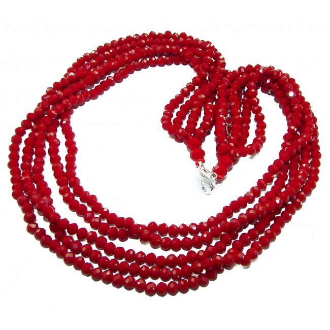 ESTANCIA Sublime natural Red Fossilized Coral Sterling Silver handmade Necklace