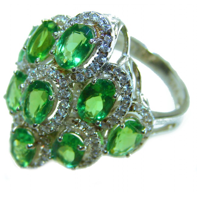 Exotic Beauty oval cut 17.5 carat Volcanic Helenite .925 Sterling Silver handmade Ring s. 7 1/4