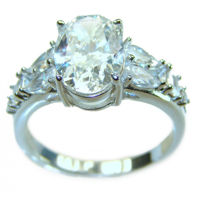 Art Deco 10.2 carat White Topaz .925 Silver handcrafted Cocktail Ring s. 8 1/4