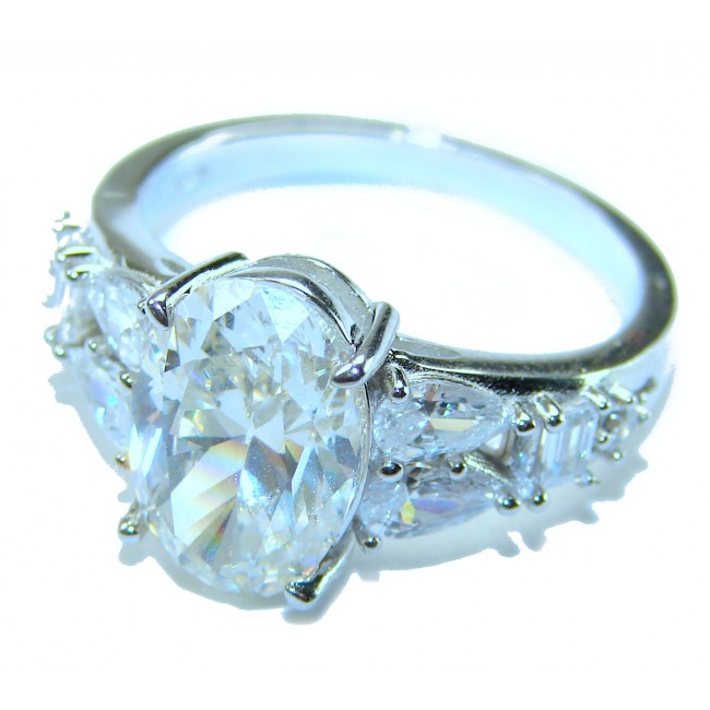Art Deco 10.2 carat White Topaz .925 Silver handcrafted Cocktail Ring s. 8 1/4