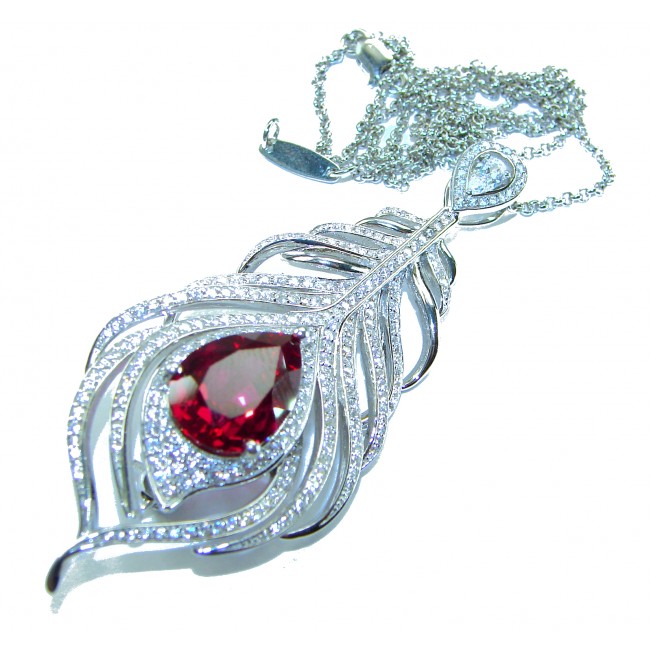 Magic Feather 10.2 carat Ruby .925 Sterling Silver .925 Sterling Silver Statement Necklace