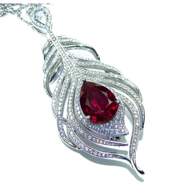 Magic Feather 10.2 carat Ruby .925 Sterling Silver .925 Sterling Silver Statement Necklace