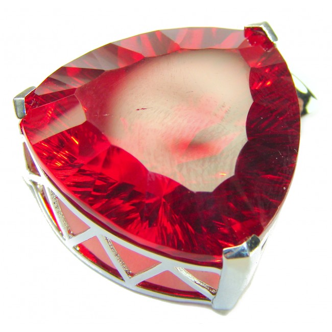 Trillion Cut Perfect 44.5 carat Volcanic Helenite .925 Sterling Silver handcrafted Pendant