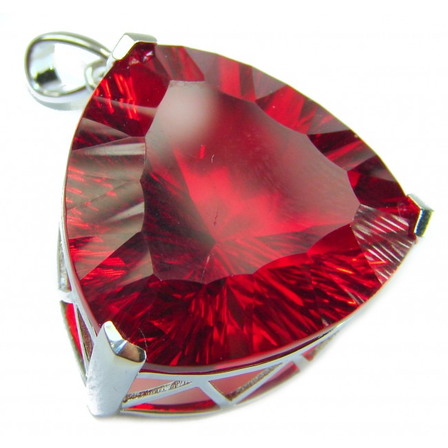 Trillion Cut Perfect 44.5 carat Volcanic Helenite .925 Sterling Silver handcrafted Pendant