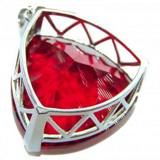 Trillion Cut Perfect 44.5 carat Volcanic Helenite .925 Sterling Silver handcrafted Pendant