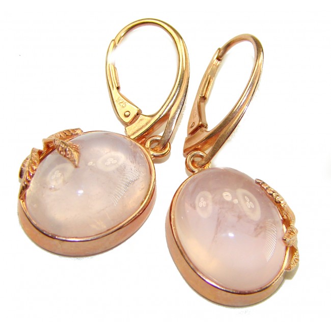 Authentic 10.2 carat Rose Quartz 14K Gold over .925 Silver handcrafted Statement earrings