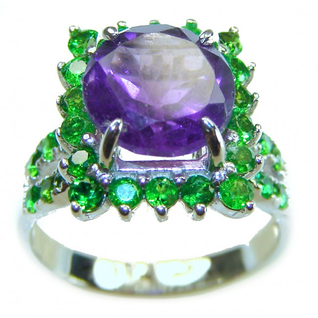 Purple Treasure 6.2 carat Amethyst Travorite Garnet .925 Sterling Silver Ring size 5