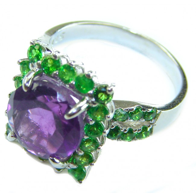 Purple Treasure 6.2 carat Amethyst Travorite Garnet .925 Sterling Silver Ring size 5