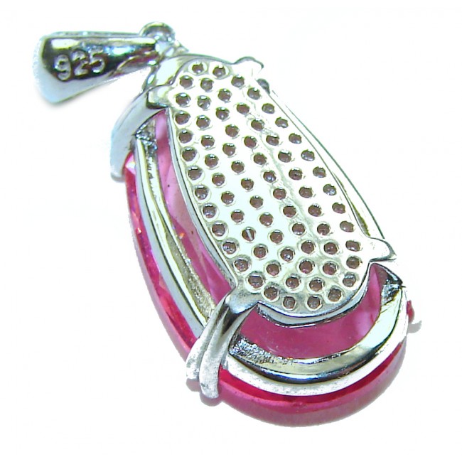 Sweet Raspberry 14.8 carat Pink Tourmaline rhodium over .925 Sterling Silver handcrafted Statement pendant