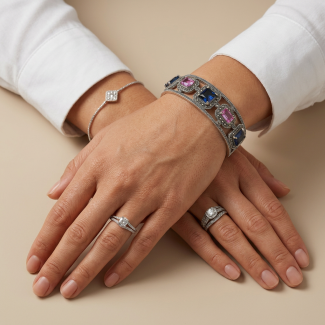 Luxurious 27.4 carat Pink Sapphire - Sapphire .925 Sterling Silver handcrafted heavy Bracelet