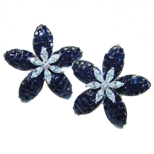 Incredible green Flowers genuine 10.5 CARAT Sapphire .925 Sterling Silver handcrafted Earrings
