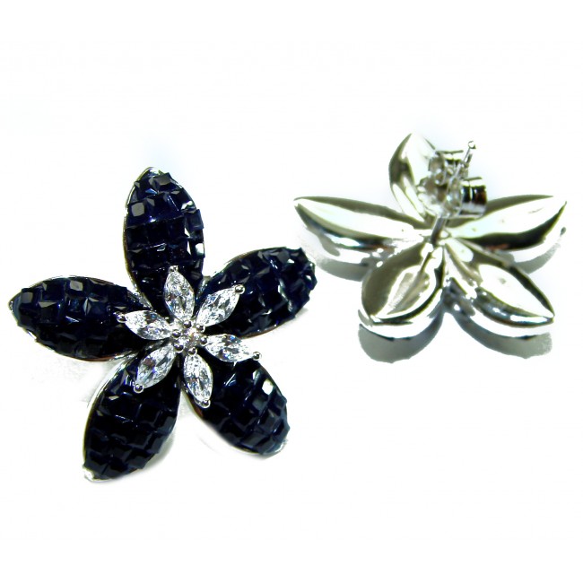 Incredible green Flowers genuine 10.5 CARAT Sapphire .925 Sterling Silver handcrafted Earrings