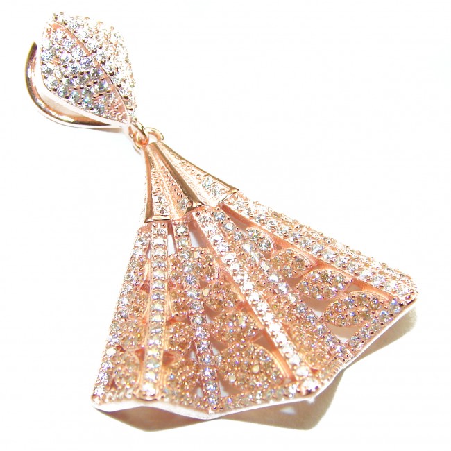 Luxurious 5.2 carat White Topaz .925 Sterling Silver dipped in 18K Rose Gold handmade Pendant