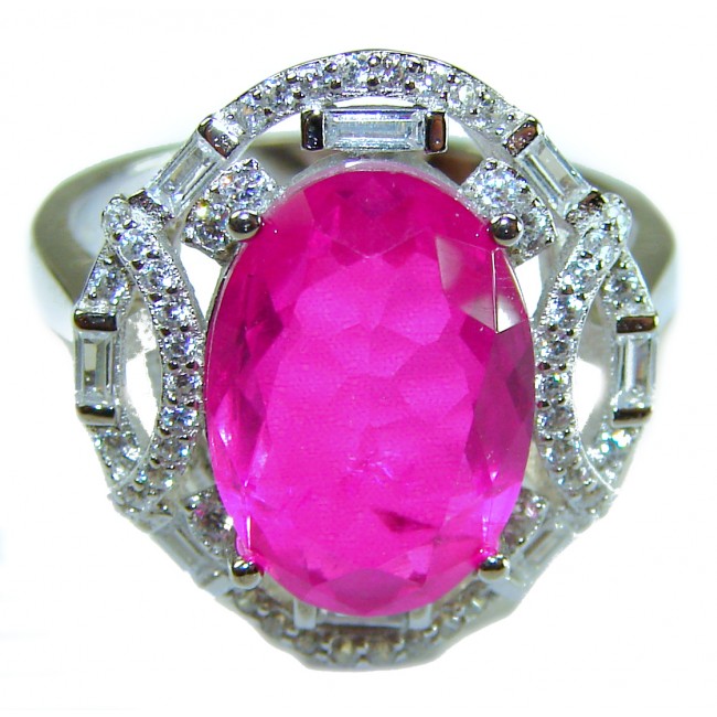 Bella Rosa Natural 10.8 carat Pink Topaz .925 Sterling Silver handmade Statement Ring size 8 1/4