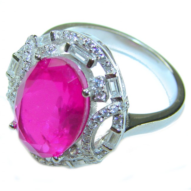 Bella Rosa Natural 10.8 carat Pink Topaz .925 Sterling Silver handmade Statement Ring size 8 1/4