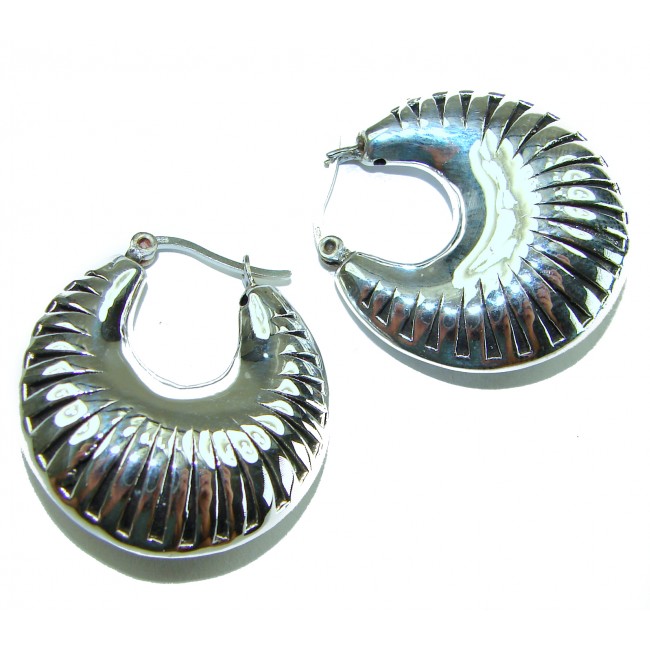 Highly Polished Fancy Modern design .925 Sterling Silver Italy made Earrings - photo 3