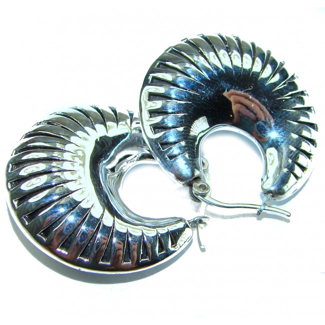 Highly Polished Fancy Modern design .925 Sterling Silver Italy made Earrings - photo 1