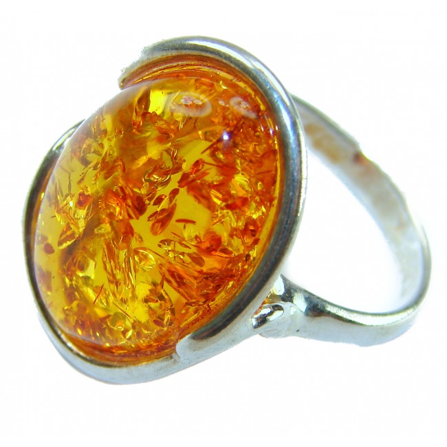 Beauty of the Sea - Natural Baltic Amber .925 Sterling Silver handcrafted ring; s. 7 adjustable