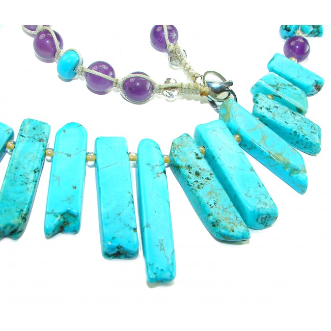 Dreamland Luxurious natural Turquoise Amethyst .925 Sterling Silver handmade necklace