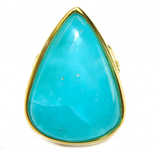 Angel Blue 20.8 carat Aquamarine .925 Sterling Silver dipped in 18K Gold handcrafted Large ring size 7 1/2