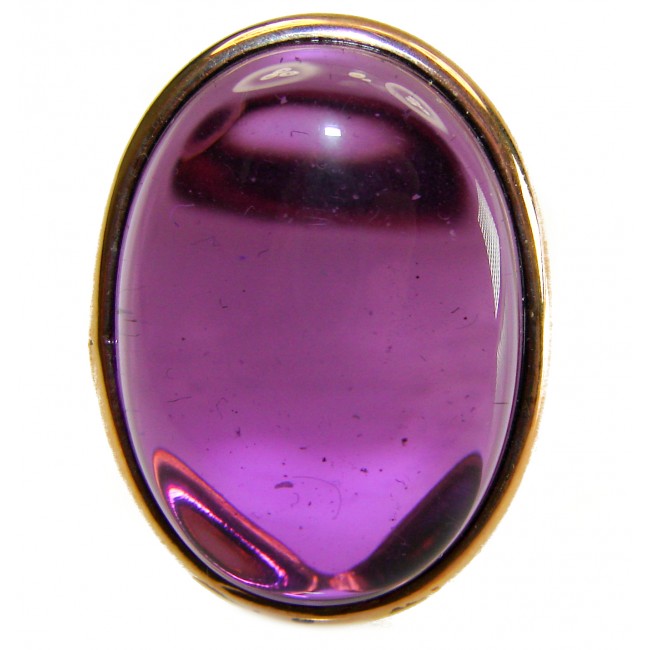 Top quality 25.2 carat Amethyst .925 Sterling Silver dipped in 18K Gold Handcrafted Large Ring size 7 3/4