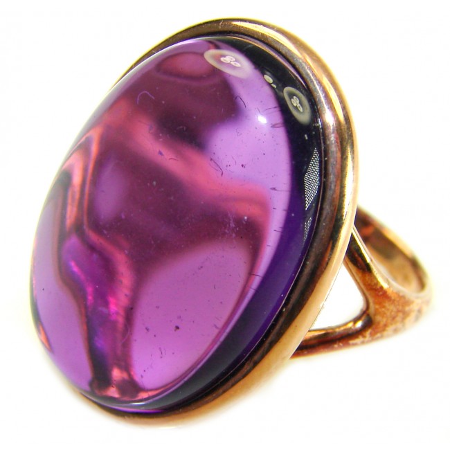 Top quality 25.2 carat Amethyst .925 Sterling Silver dipped in 18K Gold Handcrafted Large Ring size 7 3/4