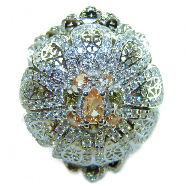 Casablanca Italy made 1.8 carat yellow Sapphire .925 Sterling Silver brilliantly handcrafted ring s. 6 3/4