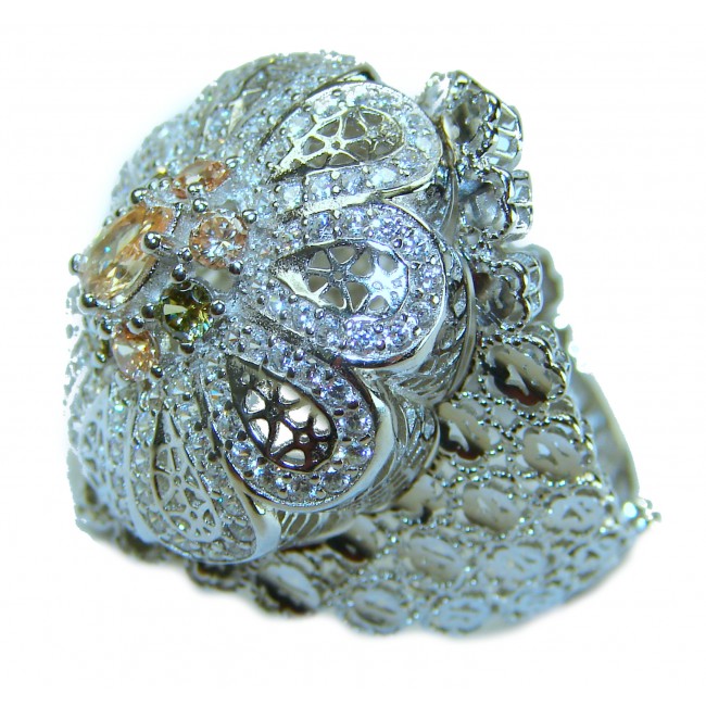 Casablanca Italy made 1.8 carat yellow Sapphire .925 Sterling Silver brilliantly handcrafted ring s. 6 3/4