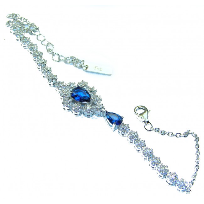 Born to Glam 4.2 carat natural Sapphire .925 Sterling Silver Perfectly handcrafted Statement Bracelet