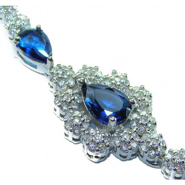 Born to Glam 4.2 carat natural Sapphire .925 Sterling Silver Perfectly handcrafted Statement Bracelet