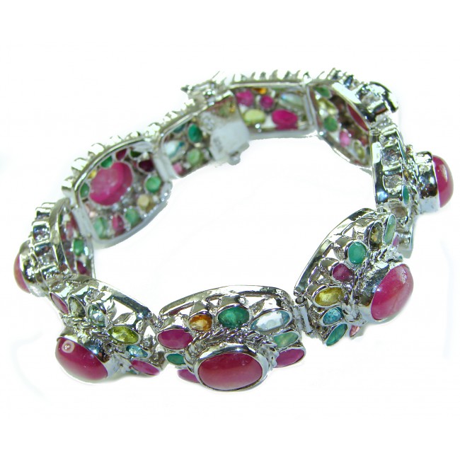 Lavishly Abundant - Spectacular 185.9 carat authentic Star Ruby .925 Sterling Silver handmade Bracelet