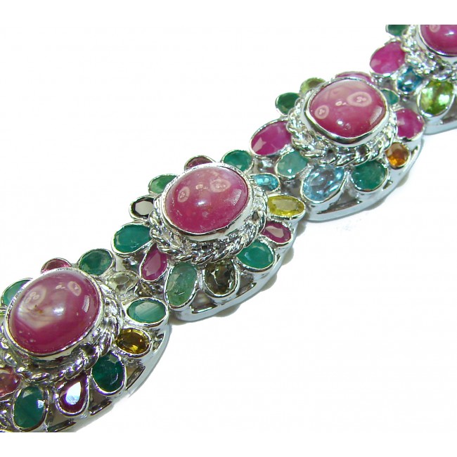 Lavishly Abundant - Spectacular 185.9 carat authentic Star Ruby .925 Sterling Silver handmade Bracelet