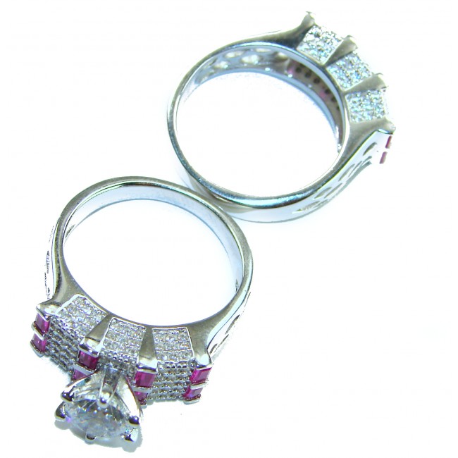 Exotic Beauty 5.5 carat Ruby .925 Sterling Silver Handcrafted Stackable Ring size 8