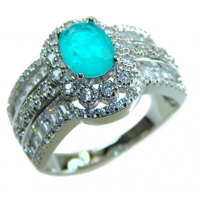Victorian Style 4.5 carat Emerald & White Topaz Copper over Sterling Silver ring; s. 9 - photo 4