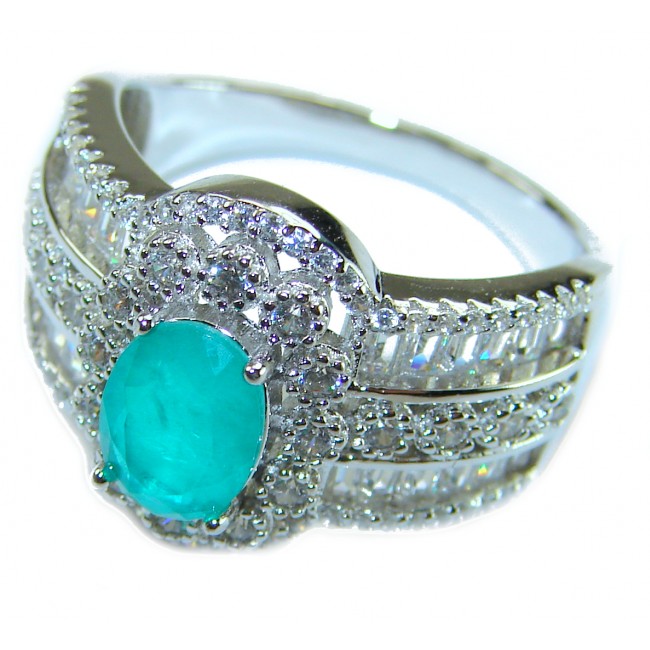 Victorian Style 4.5 carat Emerald & White Topaz Copper over Sterling Silver ring; s. 9 - photo 2