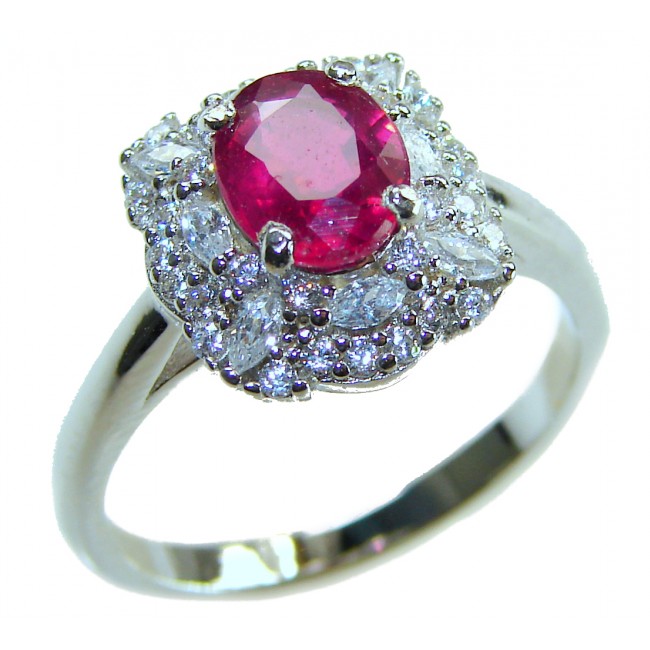 Authentic Ruby .925 Sterling Silver brilliantly handcrafted ring s. 6 3/4