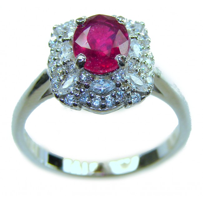 Authentic Ruby .925 Sterling Silver brilliantly handcrafted ring s. 6 3/4