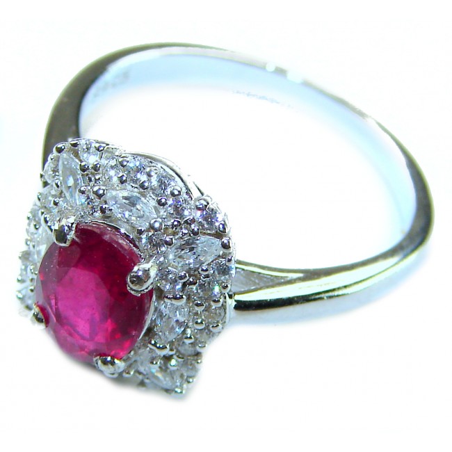 Authentic Ruby .925 Sterling Silver brilliantly handcrafted ring s. 6 3/4
