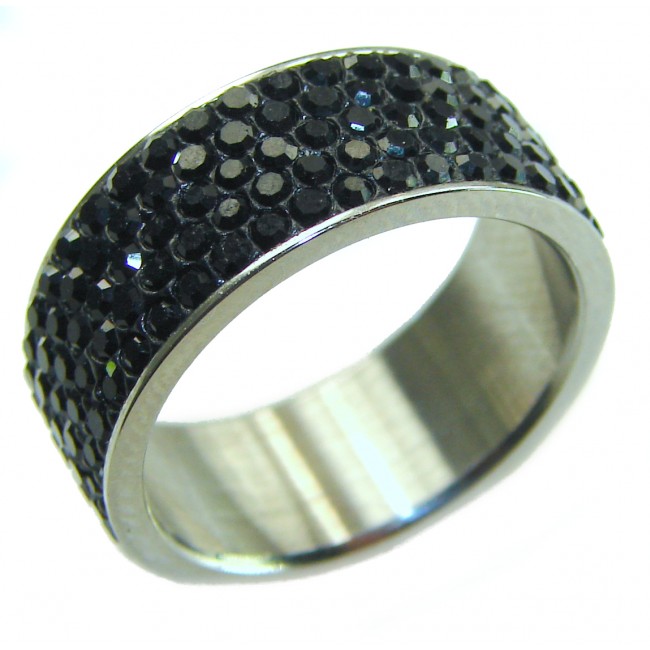Most incredible 7.5 carat black Spinel .925 Sterling Silver handmade Cocktail Ring s. 7