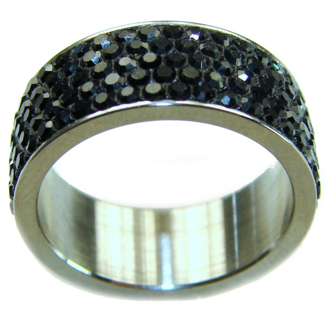 Most incredible 7.5 carat black Spinel .925 Sterling Silver handmade Cocktail Ring s. 7