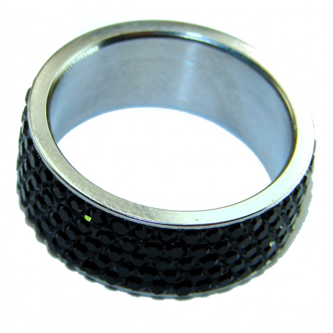 Most incredible 7.5 carat black Spinel .925 Sterling Silver handmade Cocktail Ring s. 7