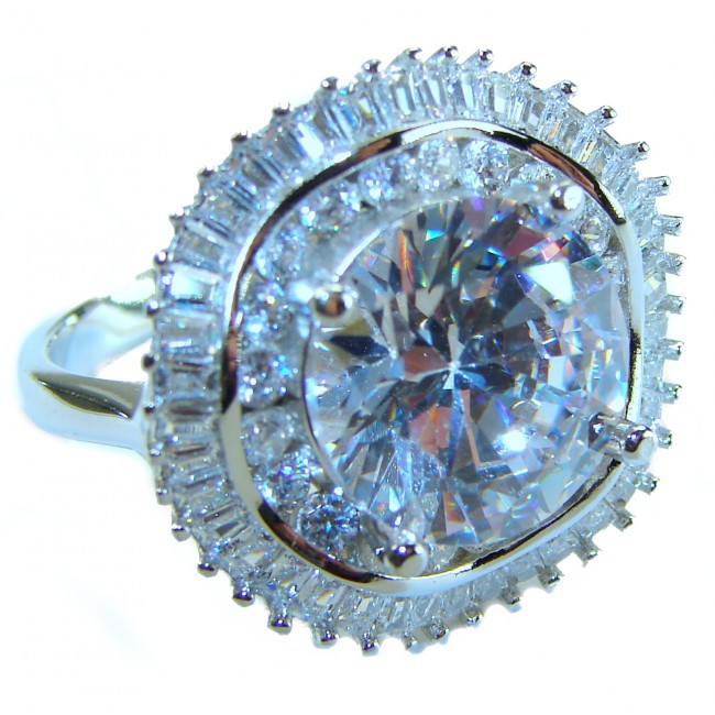 Art Deco 14.2 carat White Topaz .925 Silver handcrafted Cocktail Ring s. 8 - photo 4