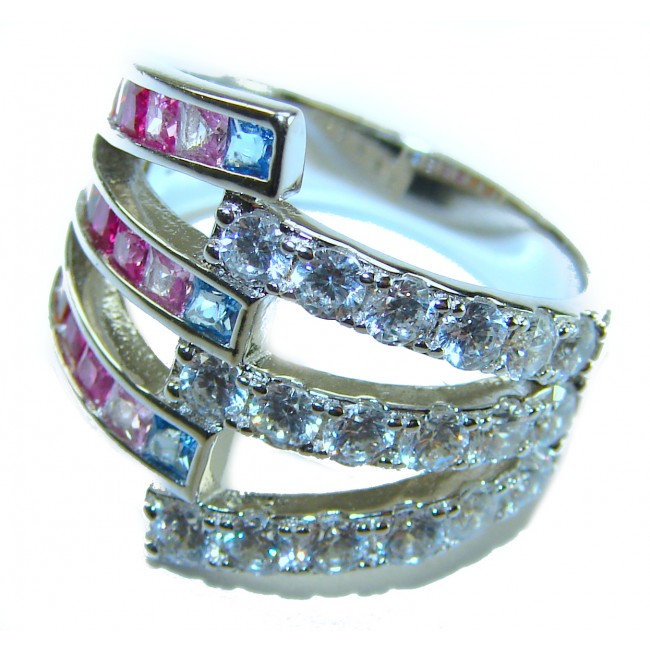 My own Rainbow - authentic 8.7 carat multigem .925 Sterling Silver Eternity Ring size 6 1/4